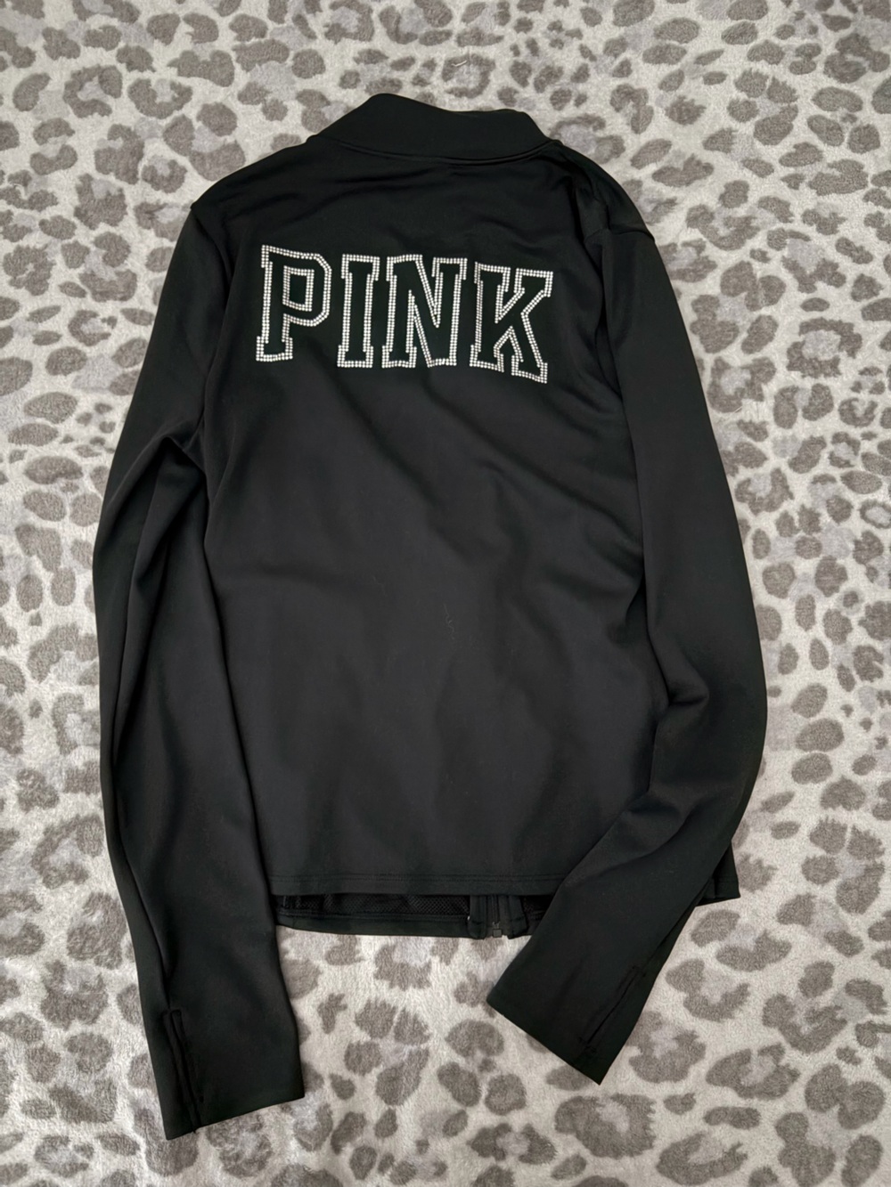 PINK Black Rhinestone Logo Sweatshirt